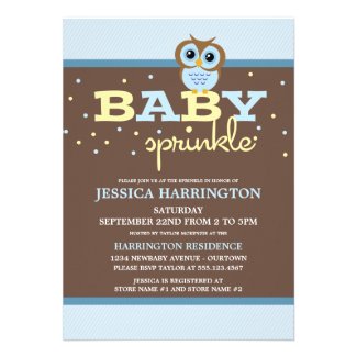 Owly Blue Baby Sprinkle Invitations