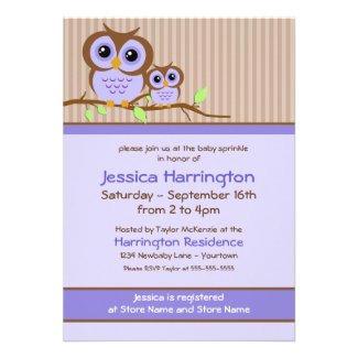 Owly Lavender Baby Sprinkle Invitations