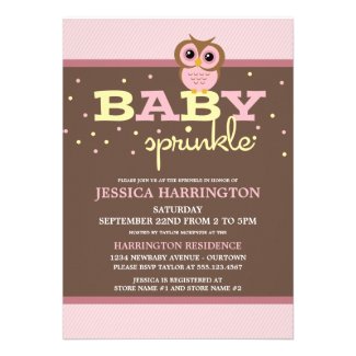 Owly Pink Baby Sprinkle Invitations