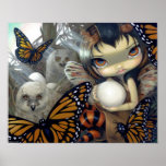 Owlyn in the Nest ART PRINT owl fairy hatchling posters