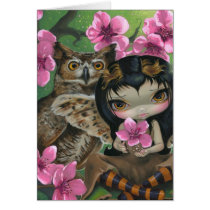 "Owlyn in the Springtime" Greeting Card cards