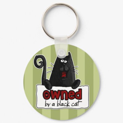 owned black cat key chains