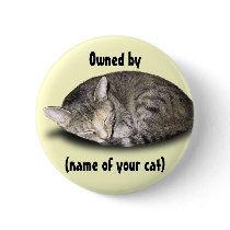 Owned by (name of your cat) pinback buttons