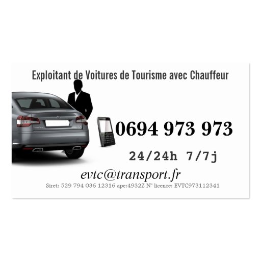 Owner of Private cars with Driver Business Card Template (back side)