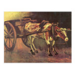 Ox carts with brown Ox by Vincent van Gogh Postcards