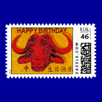OX happy BIRTHDAY stamps