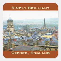 Oxford, England, Roof Tops, Simply Brilliant Square Stickers