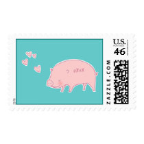OXOX Pink Piggy Doodle Art Postage stamps
