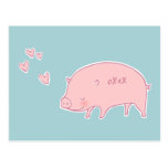 OXOX Pink Piggy Doodle Art Postcard