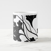 Oxygentees BW Floral Scrolls Jumbo Mug