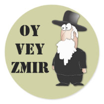 Oy Vey Funny Jewish rabbi - cool cartoon Round Stickers