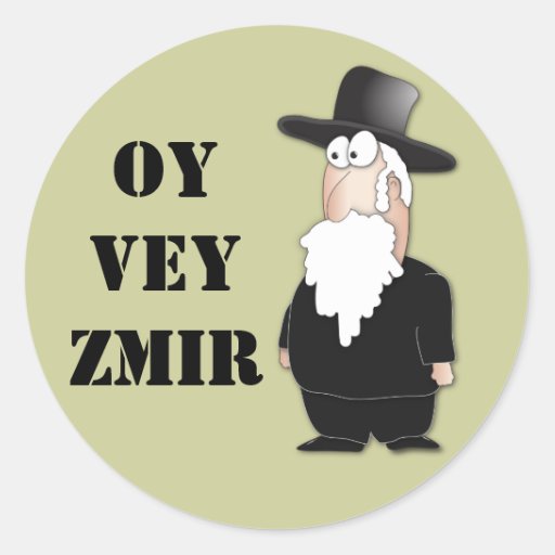 Oy Vey Funny Jewish Rabbi Cool Cartoon Classic Round Sticker Zazzle