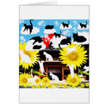 Oyama 祇 shrine and cat greeting card