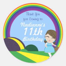 Oz Birthday Party Custom Dorothy Keepsake Labels Round Stickers
