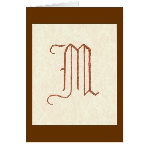p180 OLD ENGLISH LETTER M Card | Zazzle