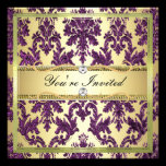 P1 Elegant Gold  Purple Damask Invite Template invitations