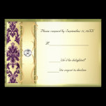 P1 Gold on Purple Damask RSVP Card invitations