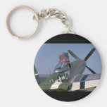 P51 Mustang, Rear View.(flag)_WWII Planes Basic Round Button Keychain
