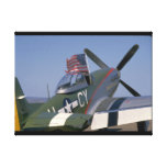P51 Mustang, Rear View.(flag)_WWII Planes Canvas Print