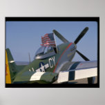P51 Mustang, Rear View.(flag)_WWII Planes Poster