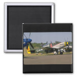 P51 Mustang, Side View.(runway)_WWII Planes 2 Inch Square Magnet