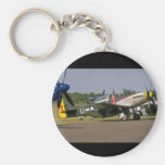 P51 Mustang, Side View.(runway)_WWII Planes Basic Round Button Keychain
