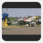 P51 Mustang, Side View.(runway)_WWII Planes Square Sticker