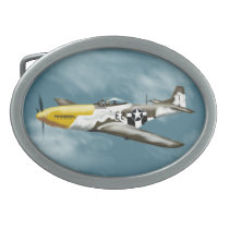 P51 Mustang US Fighter Oval Belt Buckles