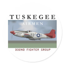 P51D 332nd Fighter Group Round Stickers