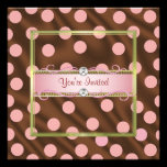 P6 Pink Brown Silk Polka Dot Invitation Template invitations