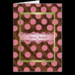 P6 Pink Brown Silk Polka Dot Invite Template cards