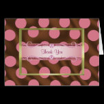 P6 Pink Brown Silk Polka Dot Thank You Card cards