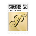 P - Custom Monogram Postage White Rose postage