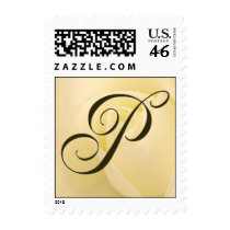 P - Custom Monogram Postage White Rose postage by aslentz P - Custom Monogram Postage White Rose postage