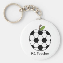 P.E. Teacher Keychain - Soccer Ball Apple