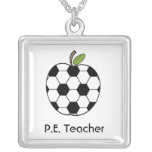 P.E. Teacher Necklace - Soccer Ball Apple