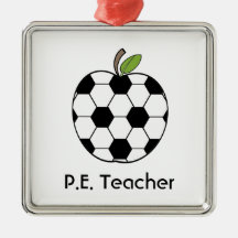 P.E. Teacher Soccer Ball Apple Ornament