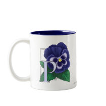 P for Pansy Flower Monogram mugs
