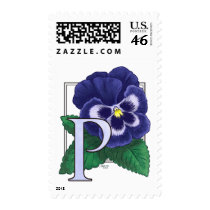 P for Pansy Flower Monogram postage
