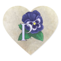 P for Pansy Flower Monogram stickers