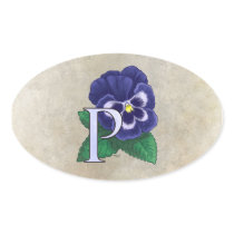 P for Pansy Flower Monogram stickers