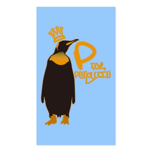 P for Penguin Business Card Templates (back side)