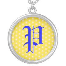 P LETTER ON HONEYCOMB PERSONALIZED NECKLACE