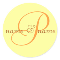 "P" monogram label, personalize first names stickers