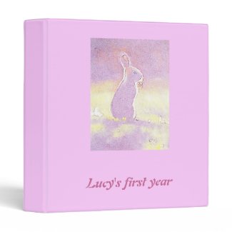 © P Wherrell Baby girl's first year pink rabbit 3 Ring Binders