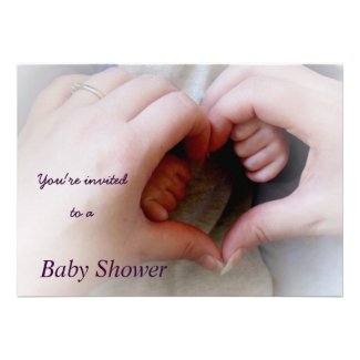 © P Wherrell Baby shower mother baby hands heart Personalized Announcements