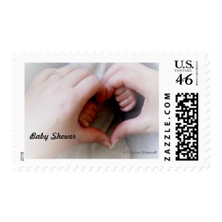 © P Wherrell Baby shower mother baby hands heart Postage Stamp