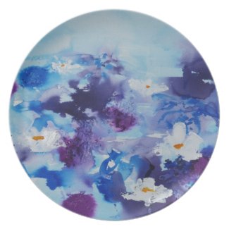 © P Wherrell Contemporary fine art waterlilies Party Plate