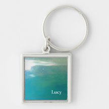 © P Wherrell Stylish trendy digital ocean abstract Key Chains