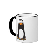 Pablo the Pensive Penguin Ringer Mug by BawlingBunny Pablo the Pensive Penguin Ringer Mug